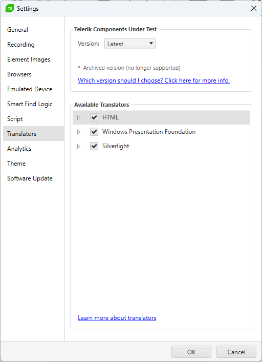 Translators Project Settings