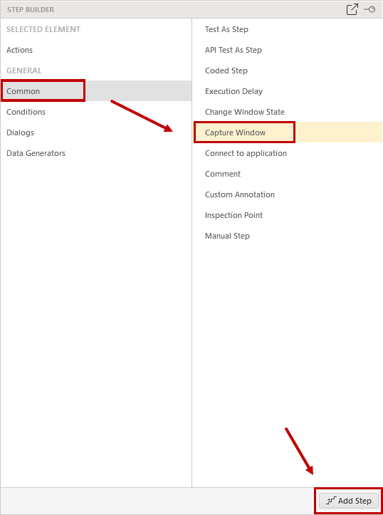 Add Capture Window step