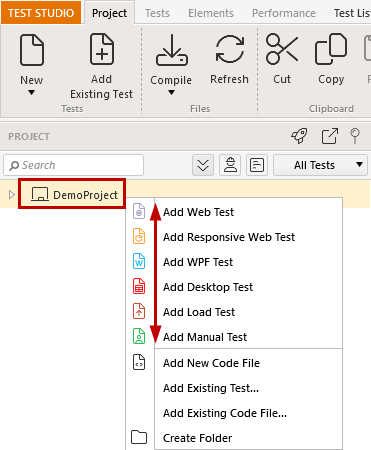 Add new Test from Project root