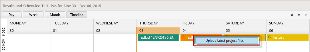 Scheduled test list Upload latest project files