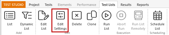 Test list settings