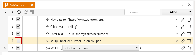 Uncheck Verification