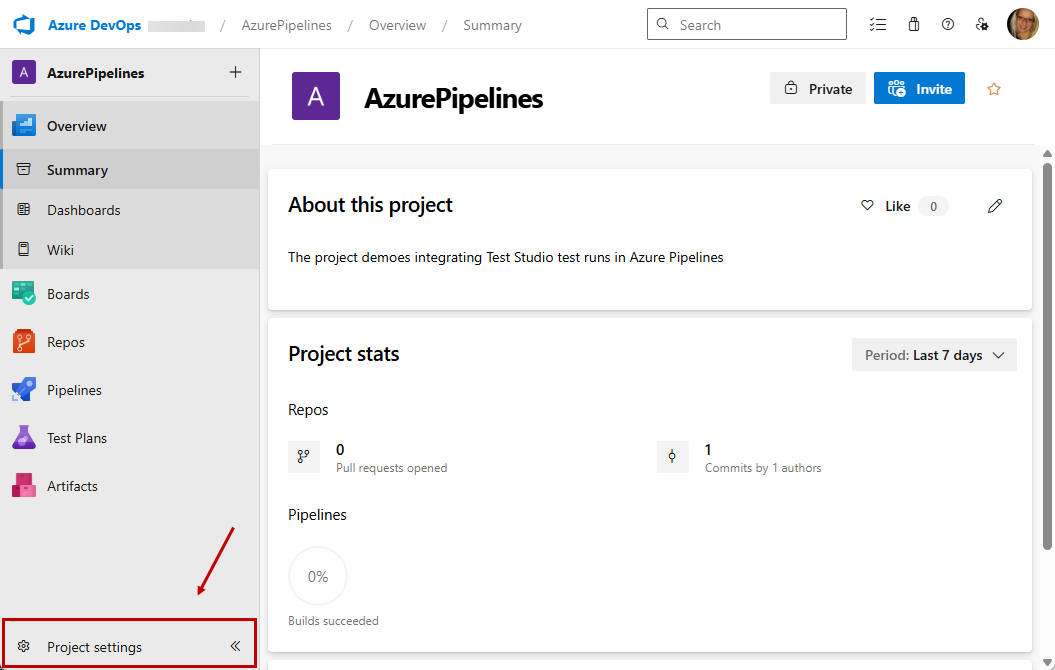 Open the current project settings