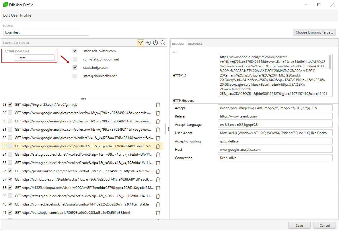 Filter the list of Domains