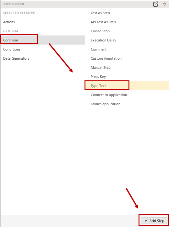 Add Type Text step
