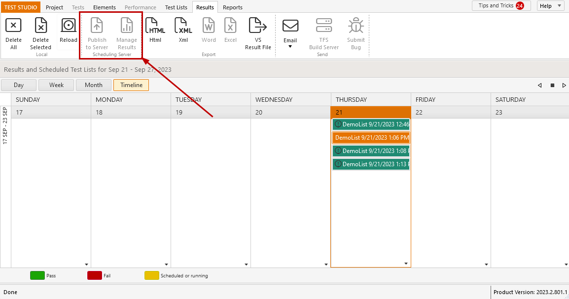 Publish/Manage Results to Storage