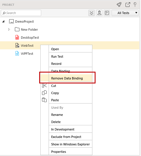 Remove Data Binding