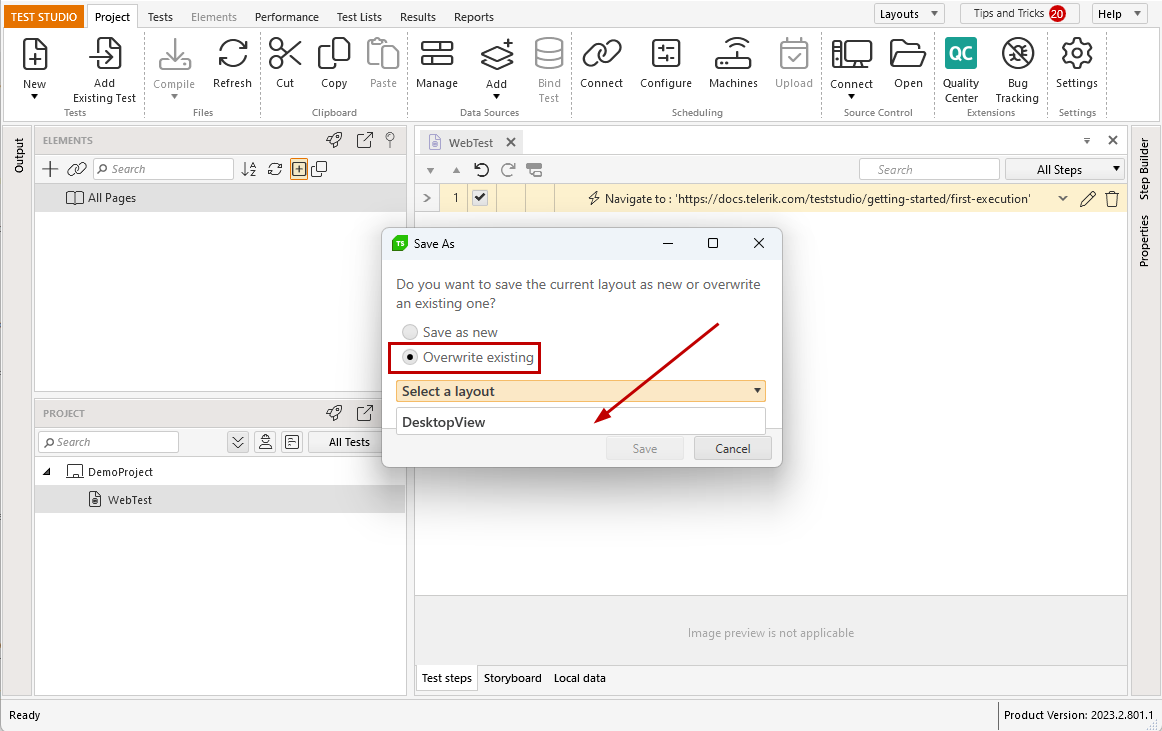 Overwrite existing user defined layout