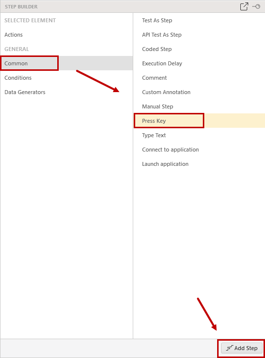 Add Press Key step