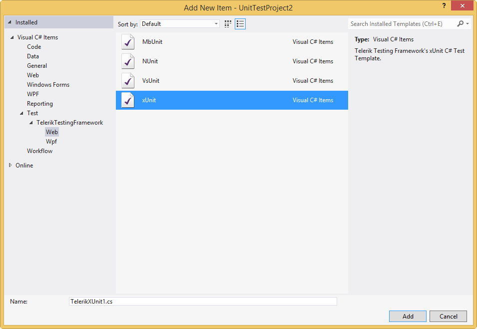 Create xUnit project