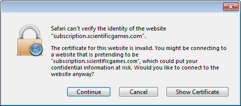 Security warning Safari