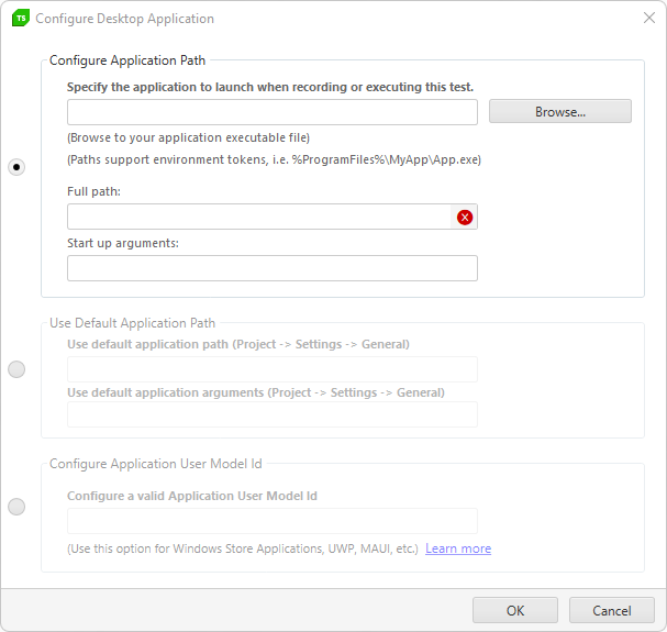 Configure desktop app