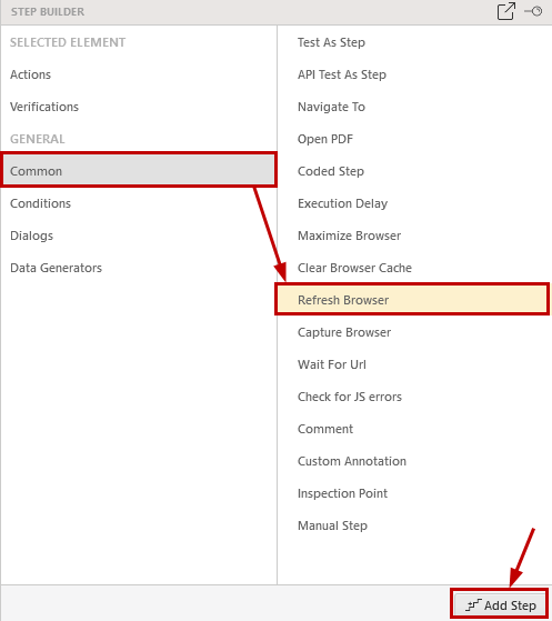 Add Refresh Browser step