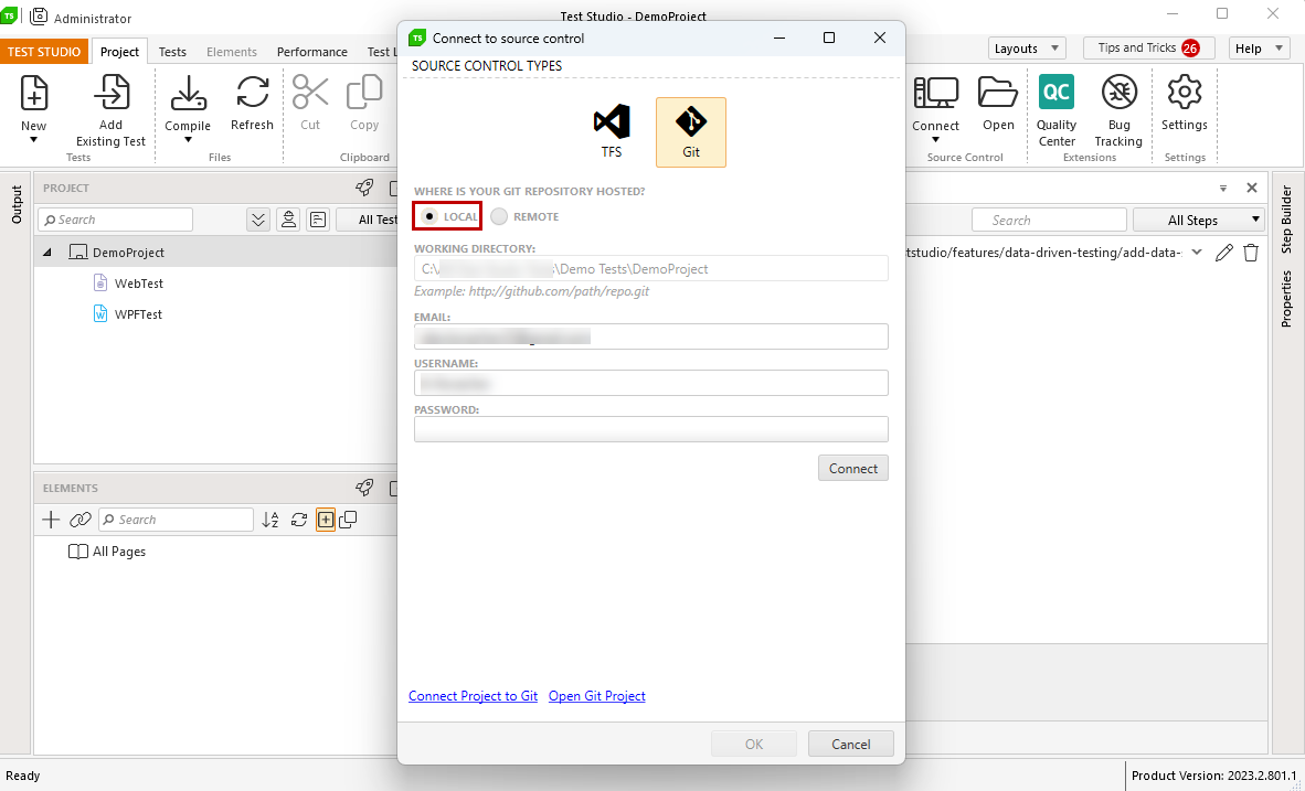 Connect to Git Local Project