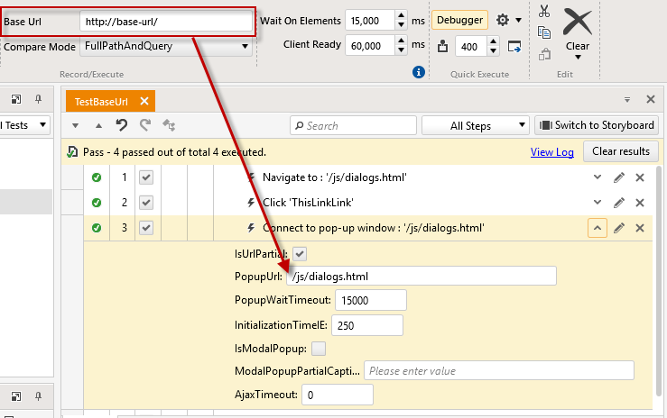 Connect to Popup with BaseURL