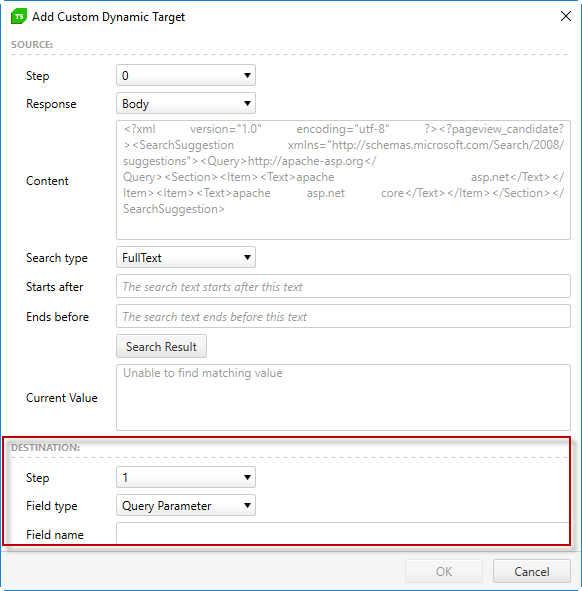 Destination Section Properties
