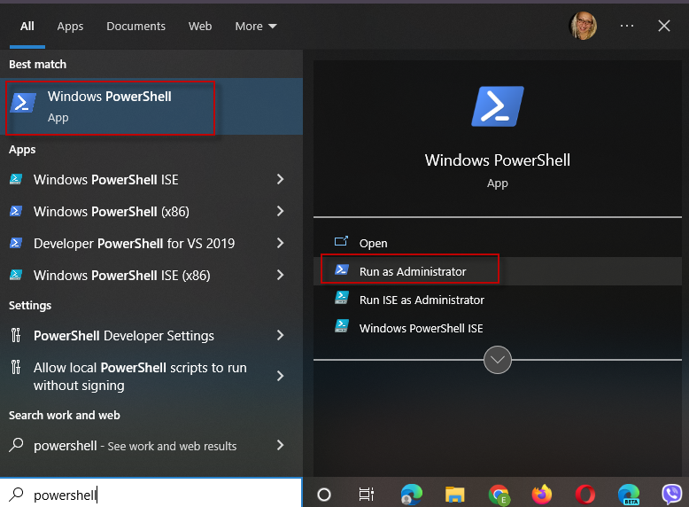 Open admin PowerShell console