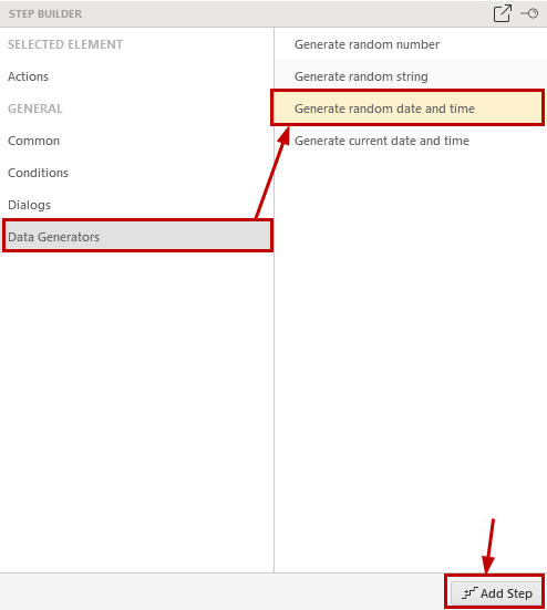 Add Generate Random Date and Time step