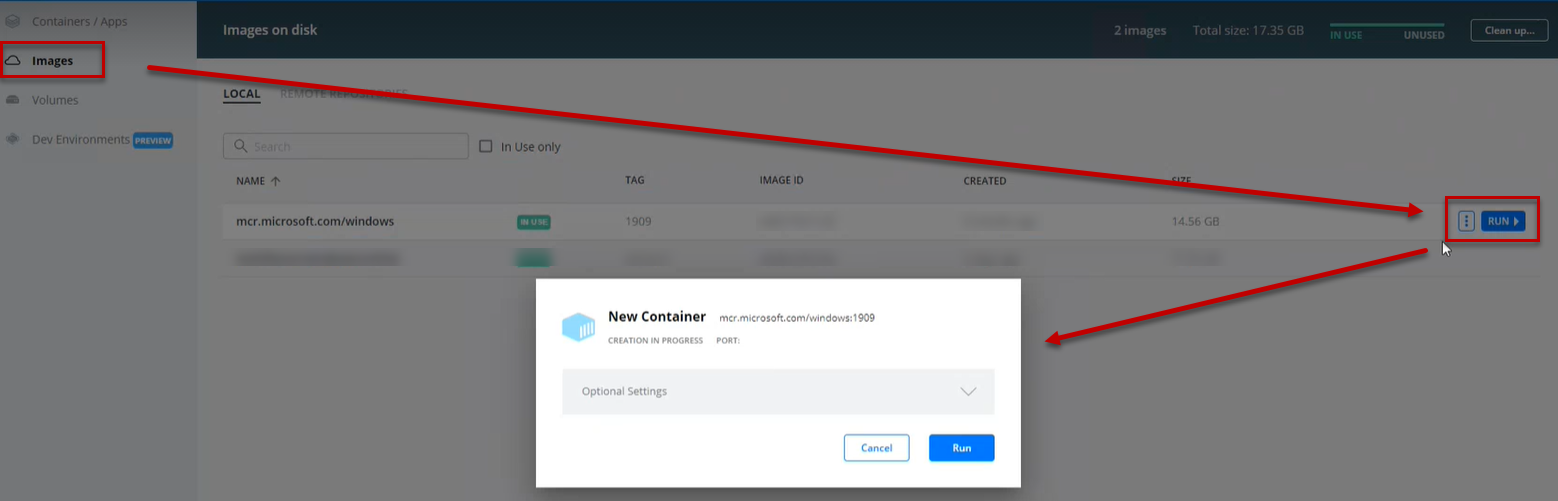 Create a container