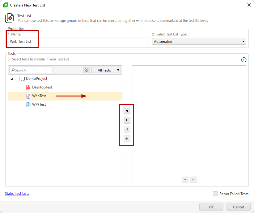 Create test list
