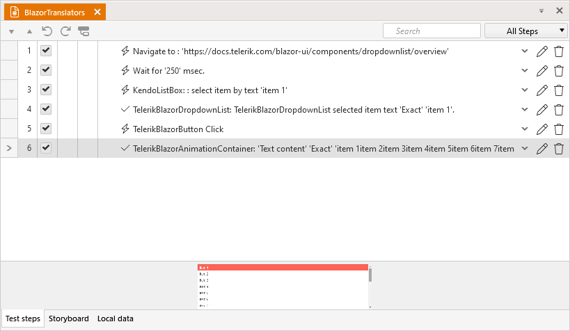 Test steps for Blazor DropdownList