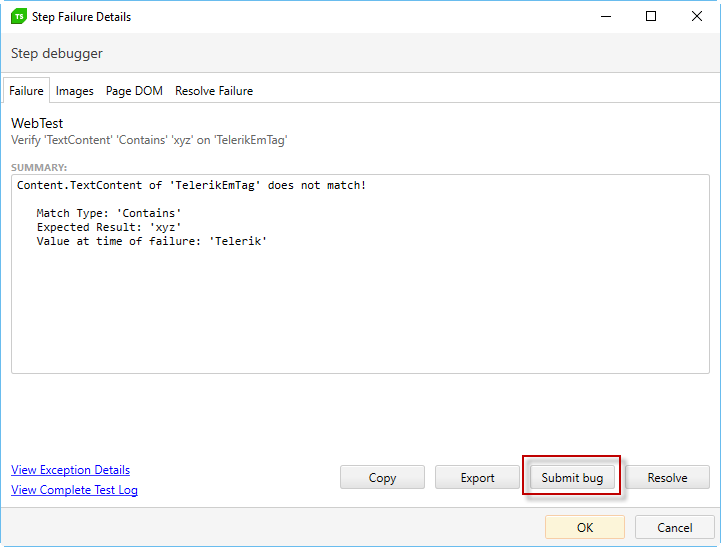 Step Failure Details
