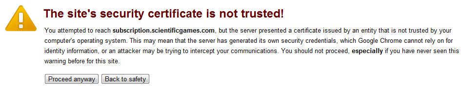 Security warning Chrome