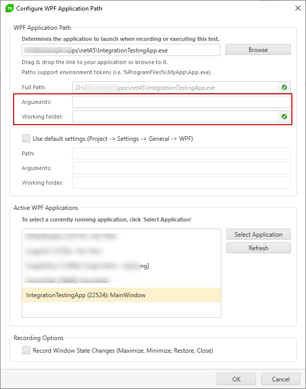 Arguments and Working folder