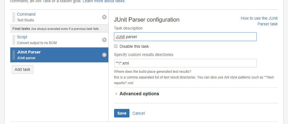 JUnit config
