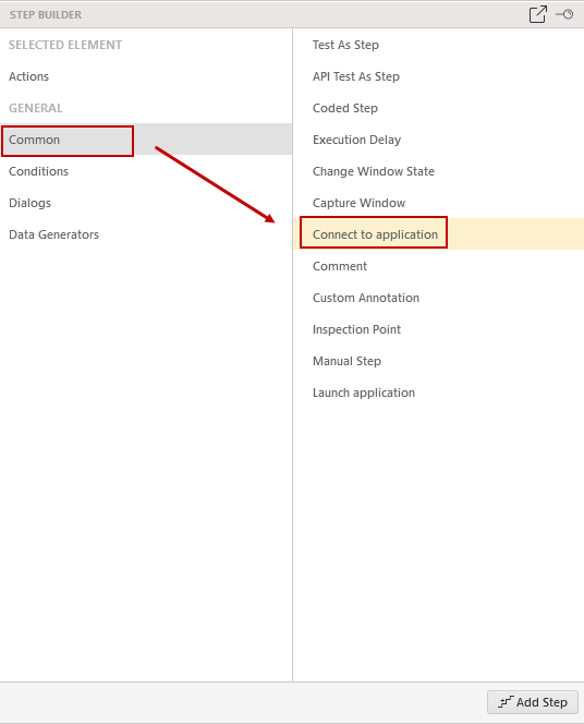 Add Connect to WPF Application step