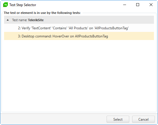 Select step to execute to