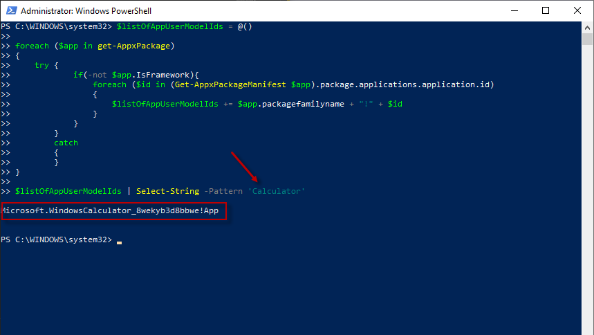 Filtered list of app ids in PowerShell console