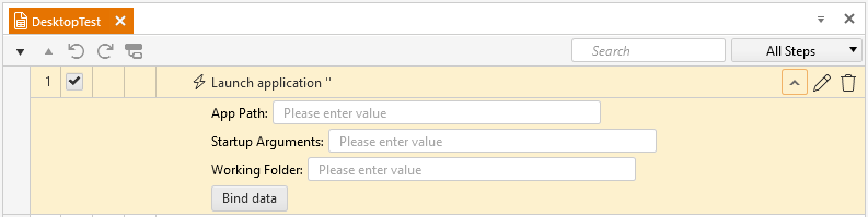 Launch Application step properties