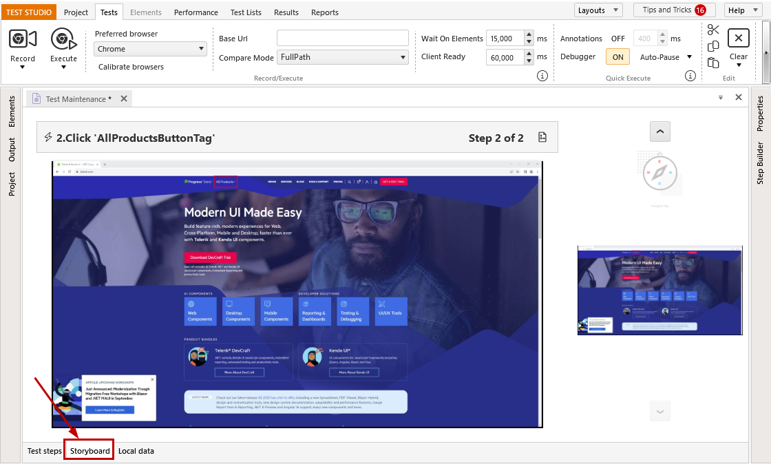 storyboard tab