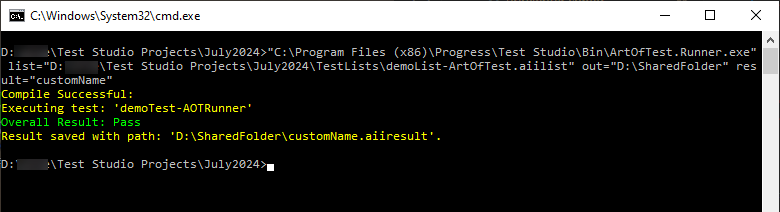 Run test list outputting the results in specified folder with custom name