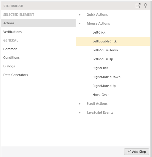 Step Builder Actions and Verification