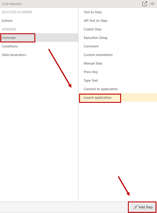 Add Launch Application step
