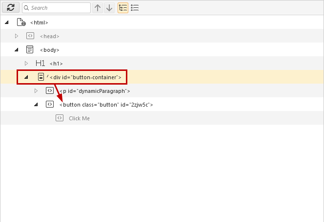 Parent Element in Dom Explorer