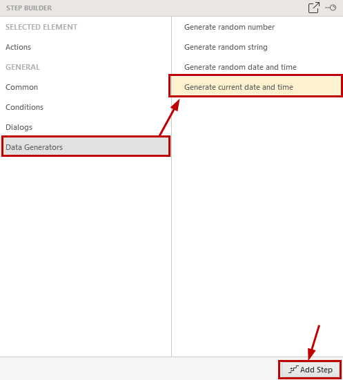 Add Generate Current Date and Time step