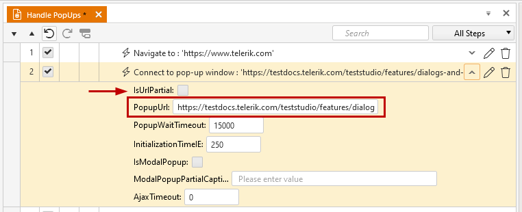 PopupURL for Connect/Close popup steps