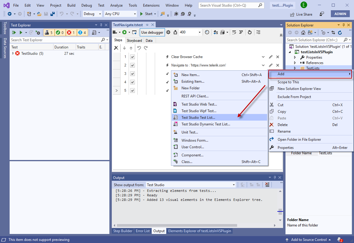 Add a test list file