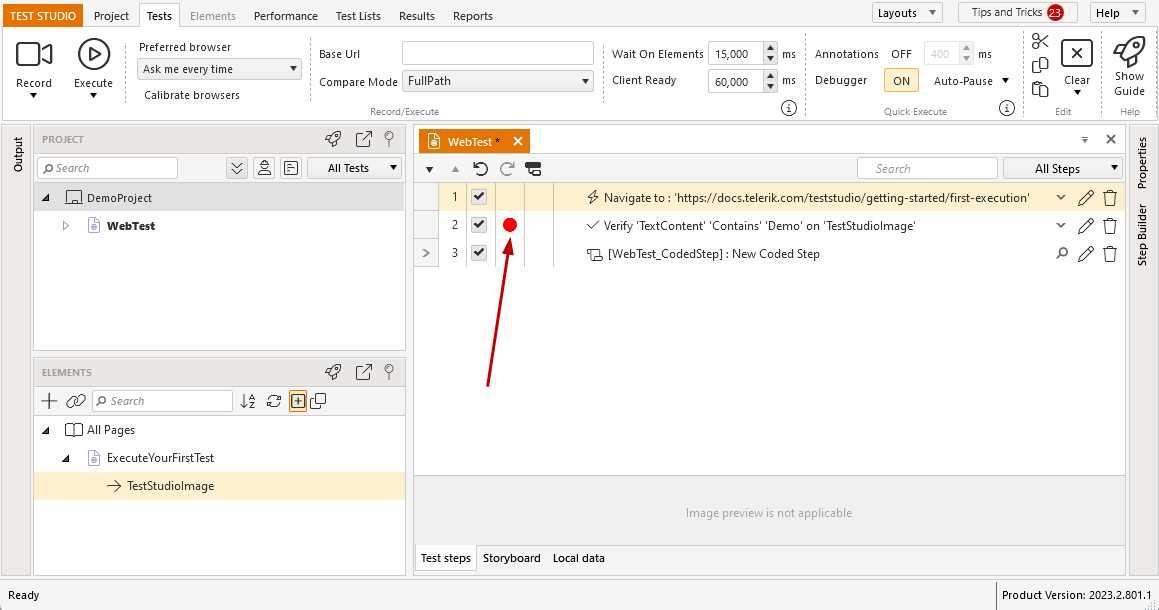 Visual Debugger pause on breakpoint