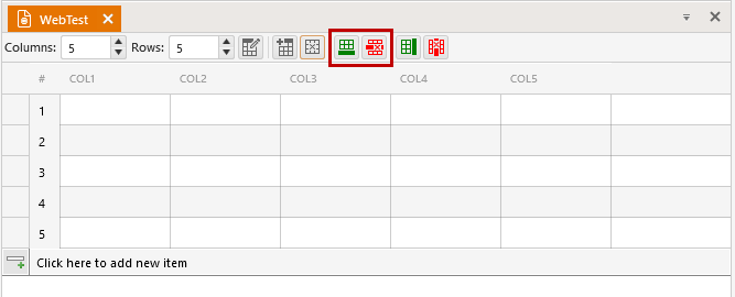 Add/Delete Row