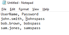 CSV file