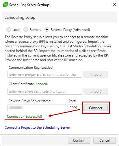 Connection successful message