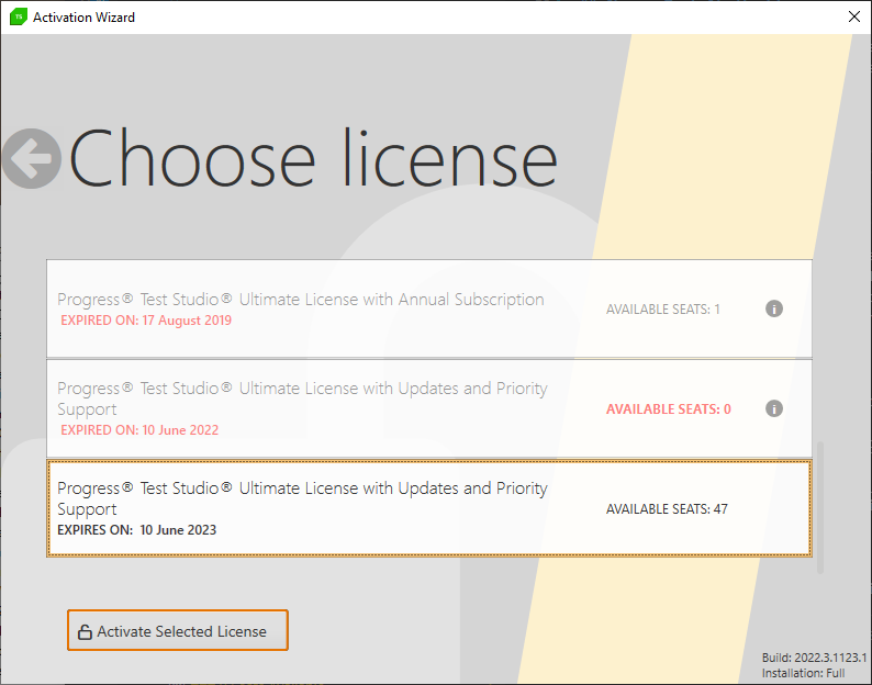 Choose Test Studio license
