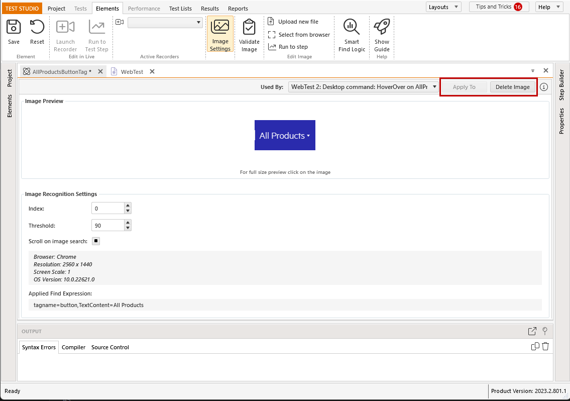 Apply Image for certain steps, delete image