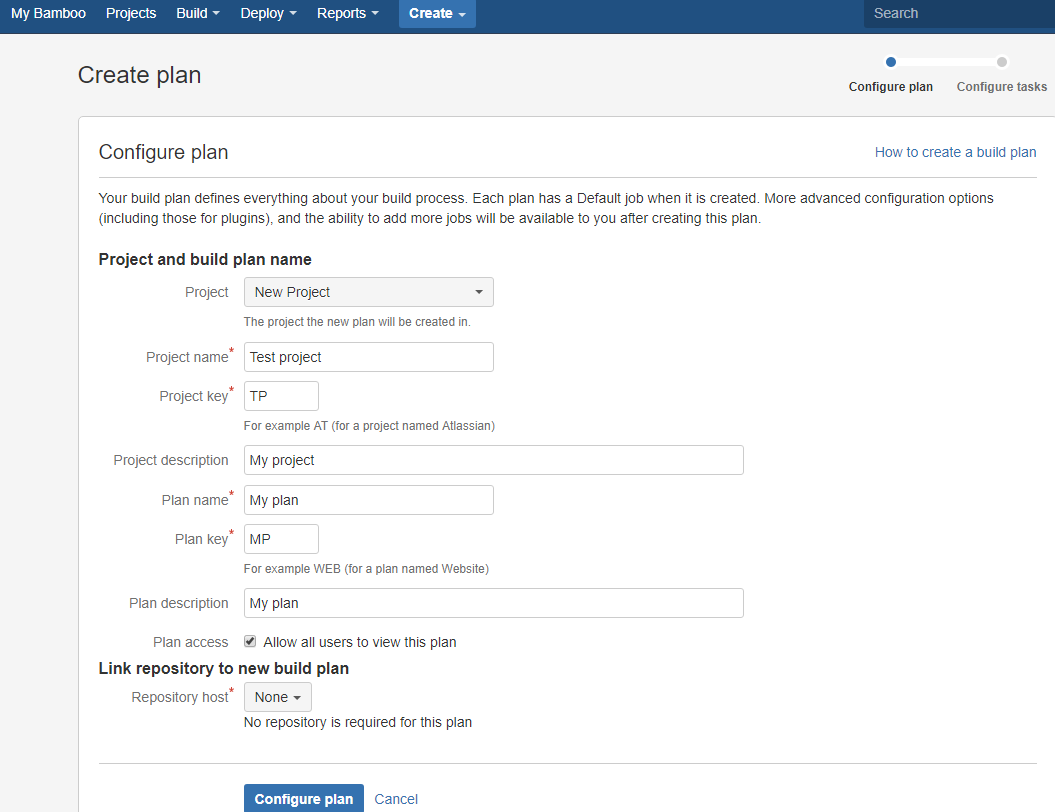 Configure the plan