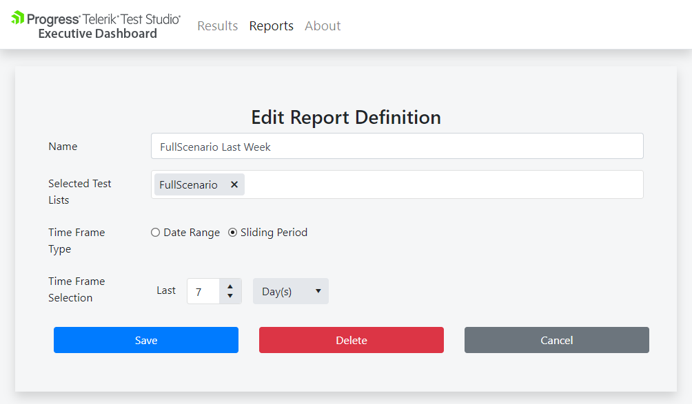 Edit Report Definition
