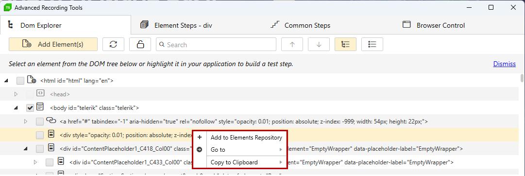 Context menu